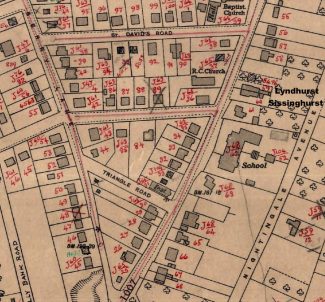 The suggested location of Lyndhurst and Sissinghurst | From Ordinance Survey map of 1937