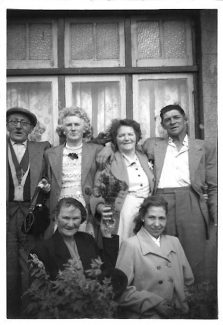 Nan and Grandad Davies and family outside Lilac