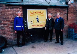 Peter Sloper, Ray Whife and Jimmy Hill at closure of dairy Peter Sloper, Ray Whife and Jimmy Hill at closure of dairy | Peter Sloper